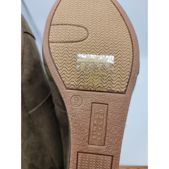 Simply Styled NWOT Lace Up Ankle Boots Women's Size 9 Green Wedge Heel Fabric - Picture 7 of 9